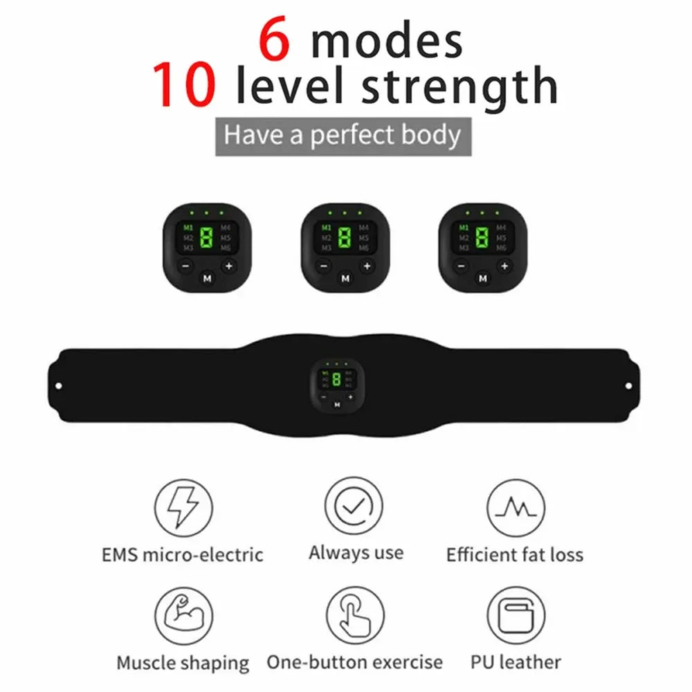 1pcs EMS Eletric Muscle Stimulator Abdominal Trainer 6 Modes Slimming Belt Vibrators Sports Equipment Massager For Body