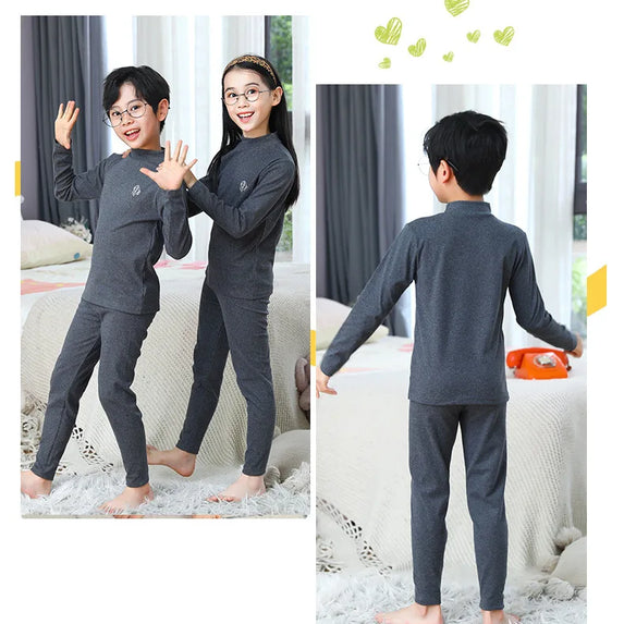 Autumn Winter Thermal Underwear Suit Girls Clothing Sets Boys Pajama Sets Baby No Trace Warm Sleepwear Candy Colors Kids Clothes