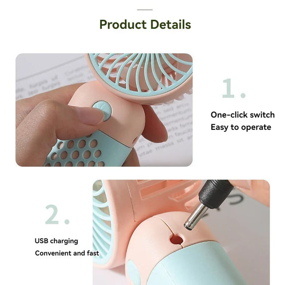 2025 New Handheld Charging Fan Cartoon Cute Small Student Charging Small Fan Portable Mini USB Fan Mini Pocket