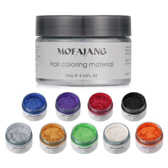 Mofajang Color Hair Wax Dye Styling Pomade Silver Grandma Grey Disposable Natural  Strong Gel Cream   for Women Men