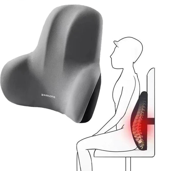 Memory Foam Lumbar Back Cushion for Car Office Gaming Chairs and Postpartum Waist Support Multi Functional Pain Relief Pillow