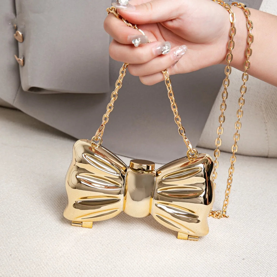Golden Evening Bag Purses and Handbags Luxury Designer shoulder bags funny shape Party Wedding Round Acrylic Shiny Clutch purse