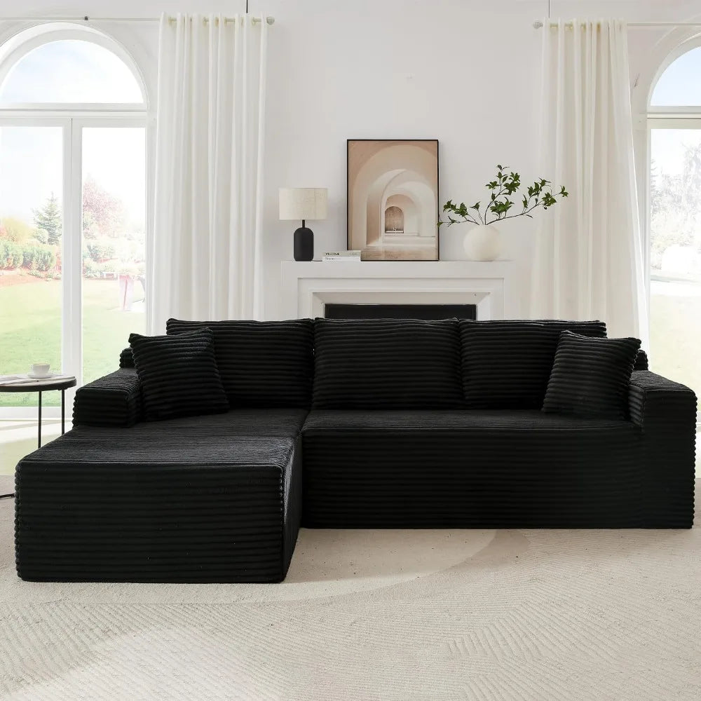 105 Inch Cloud Sectional Couch,Modern Modular Sectional Sofa with Deep Seat,Corduroy Boneless Couches with L-Shape Chaise for Li