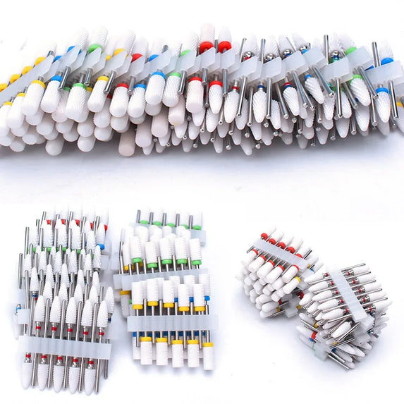 10pcs Ceramic Nail Drill Bits Set Milling Cutter for Manicure Drills Electric Nail Files Cuticle Remove Nail File Art Tools