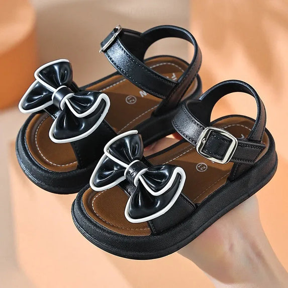 Girls Baby Bow Sandals Summer New Versatile Anti Slip Outdoor Student Princess Sandals Sweet Fashion Summer Kids Beach Sandals