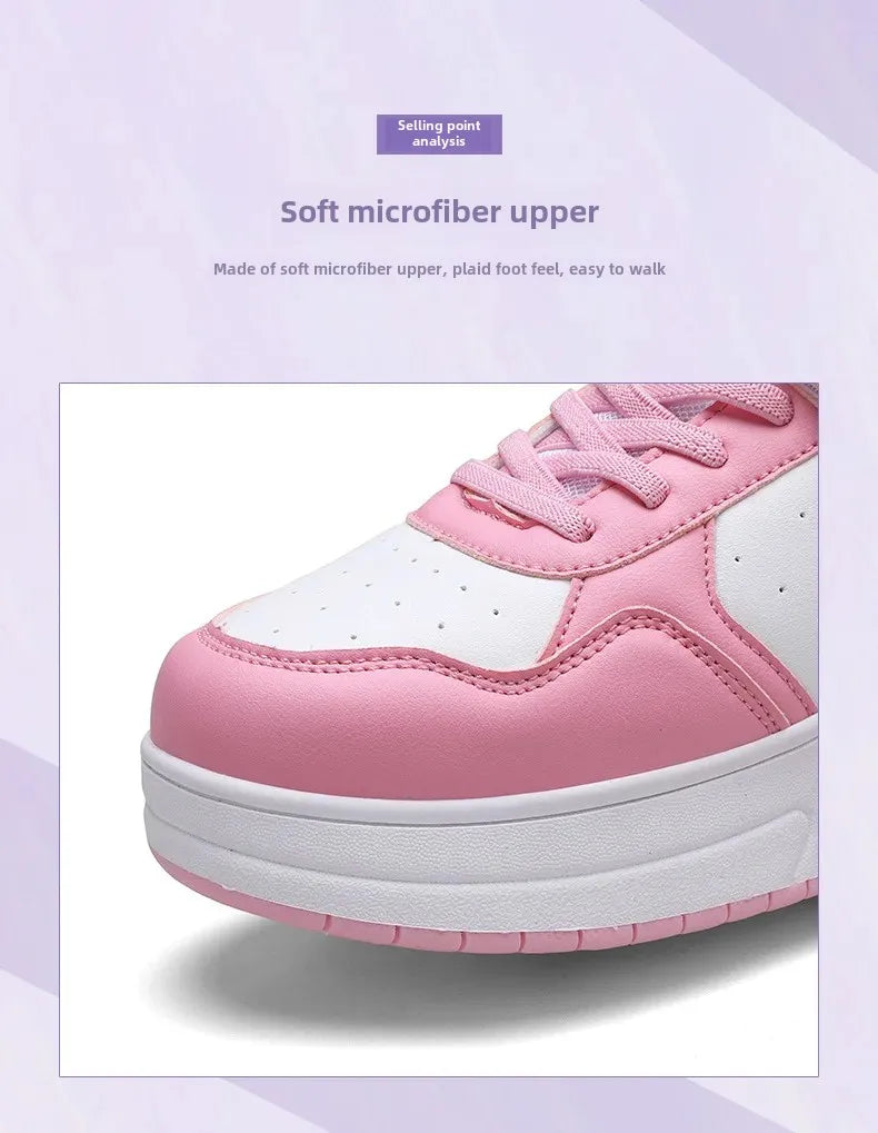 Magic Roller Skates Dual Wheel Slip-on Roller Skating Shoes 2024 New Spring Autumn Leather Surface Sports Shoes For Women Kids