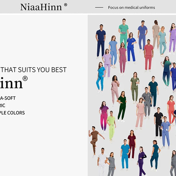 Anti Wrinkle Washable Soft Hospital Uniform Hot Sale Pet Vet Nurse Scrub Set Women Medical Scrubs Sets Women Medical Accessories