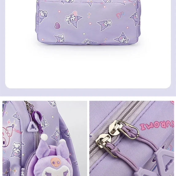 Kuromi Backpack With Coin Purse, Hello Kitty & Cinnamoroll Cartoon Schoolbag, Girl Casual Travel Commute Knapsack For Daily Use