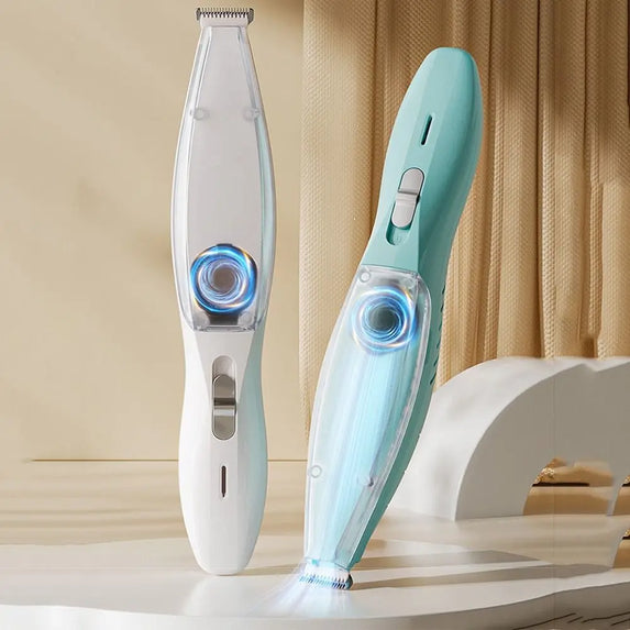 With Vacuum Pet Paw Hair Clipper 2 Modes Waterproof Dog Grooming Trimmer with Clean Brush Clear Bin Cats Foot Hair Remover