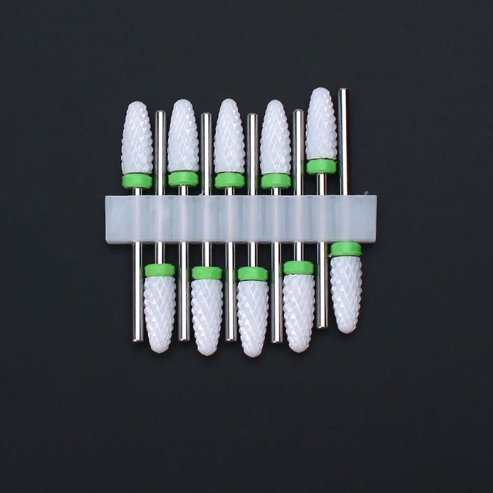10pcs Ceramic Nail Drill Bits Set Milling Cutter for Manicure Drills Electric Nail Files Cuticle Remove Nail File Art Tools