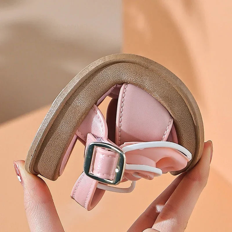 Girls Baby Bow Sandals Summer New Versatile Anti Slip Outdoor Student Princess Sandals Sweet Fashion Summer Kids Beach Sandals