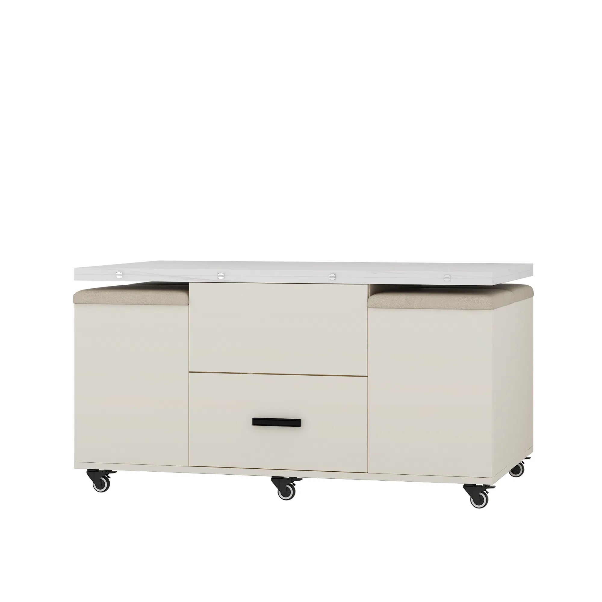 Space-Saving Expandable Table: 4-Stool Set with Hidden Storage